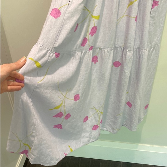 Urban Outfitters Linen Dress Midi Floral Print Dress Size Medium - Picture 10 of 16